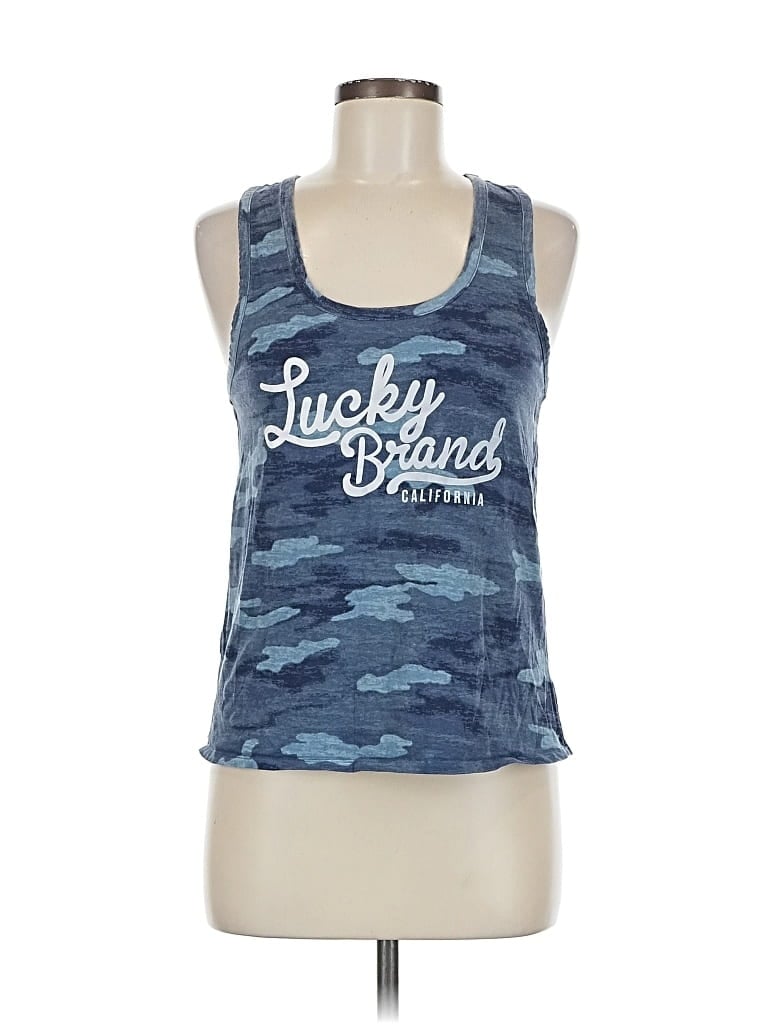 Pre-owned Lucky Brand Tank Top Blue Halter Neckline Tops