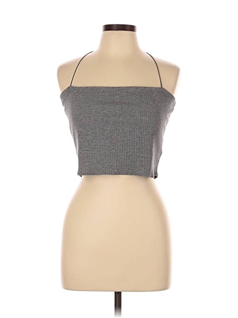 BAR III Pre-owned Tank Top Gray Halter Neckline Tops