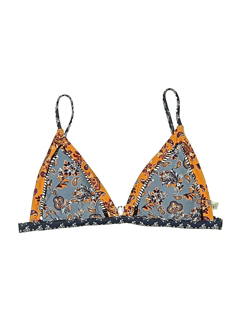 Pre-owned Cupshe Swimsuit Top Blue Tweed Pattern Swimwear