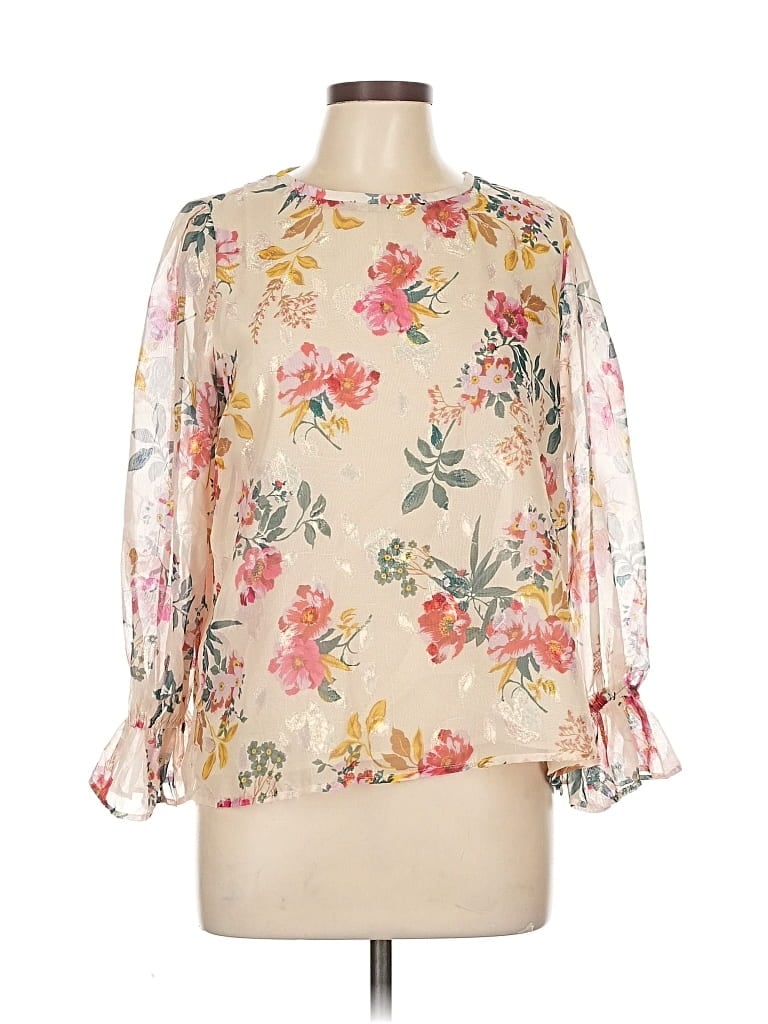 Pre-owned Ann Taylor Loft 3/4 Sleeve Blouse In White