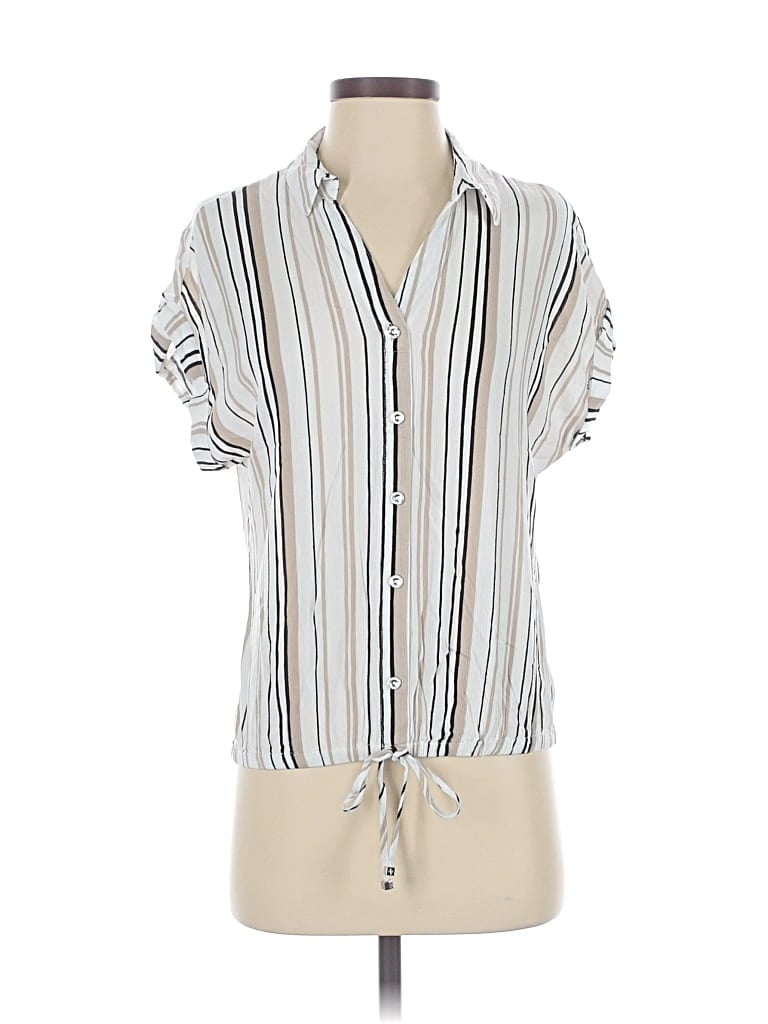 Pre-owned Adrienne Vittadini Short Sleeve Blouse In Silver
