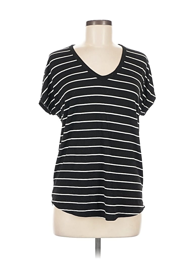 Pre-owned 24/7 Maurices Short Sleeve Top Black V Neck Tops