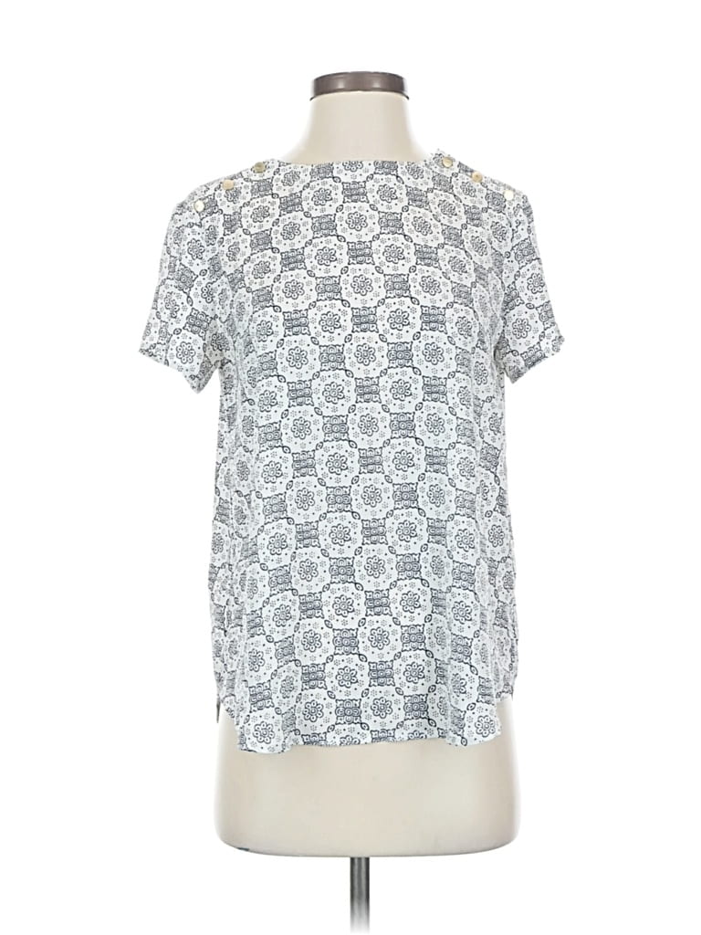 Pre-owned Ann Taylor Loft Short Sleeve Blouse In Silver