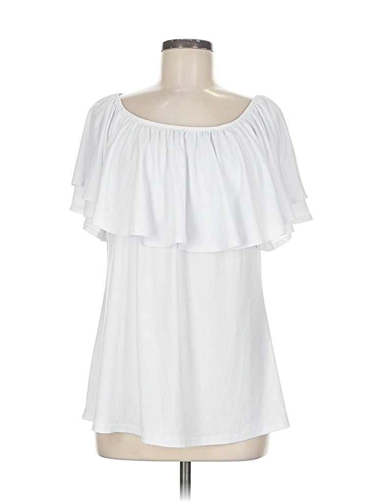 Pre-owned Slinky Brand Short Sleeve Blouse In White