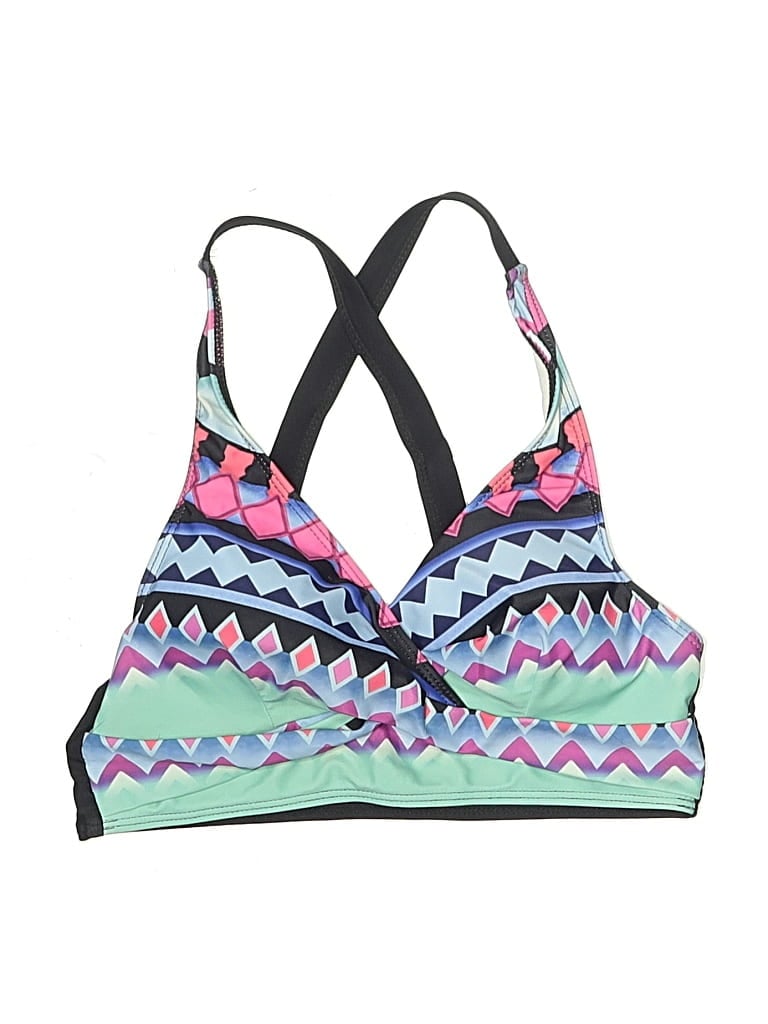 Pre-owned Unbranded Swimsuit Top Blue Print Pattern Swimwear