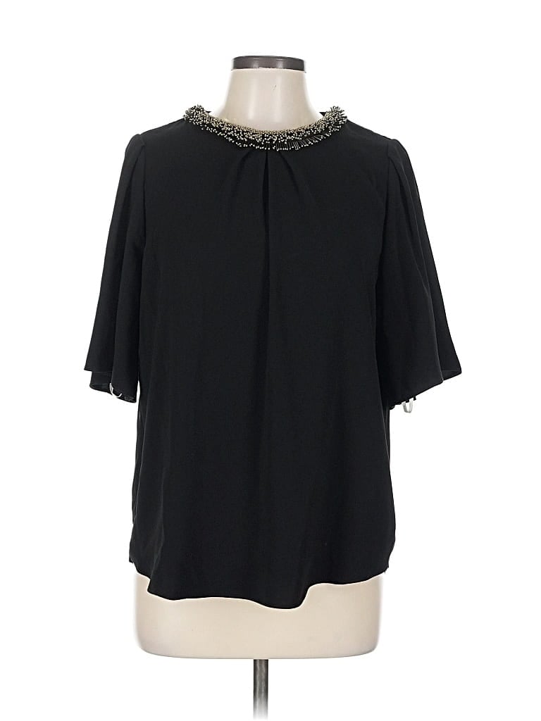 Halston Short Sleeve Blouse In Black