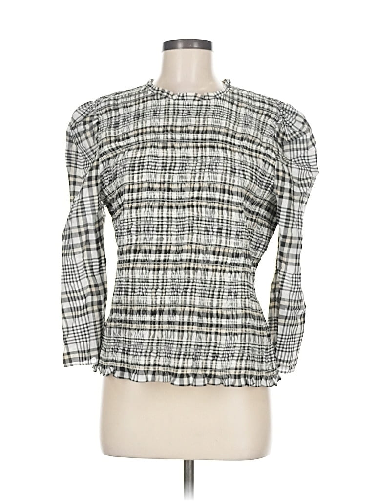 Pre-owned Ann Taylor 3/4 Sleeve Blouse In Gray