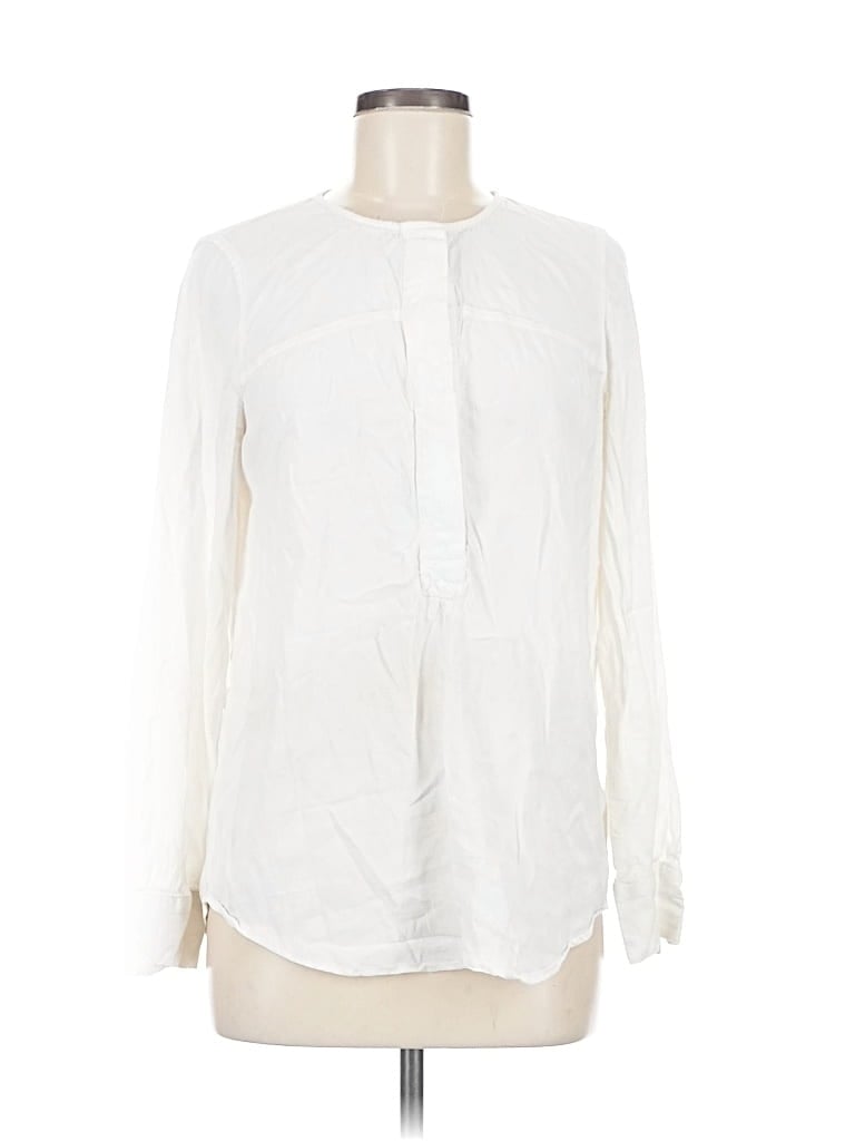 Pre-owned J.crew Factory Store Long Sleeve Blouse In White