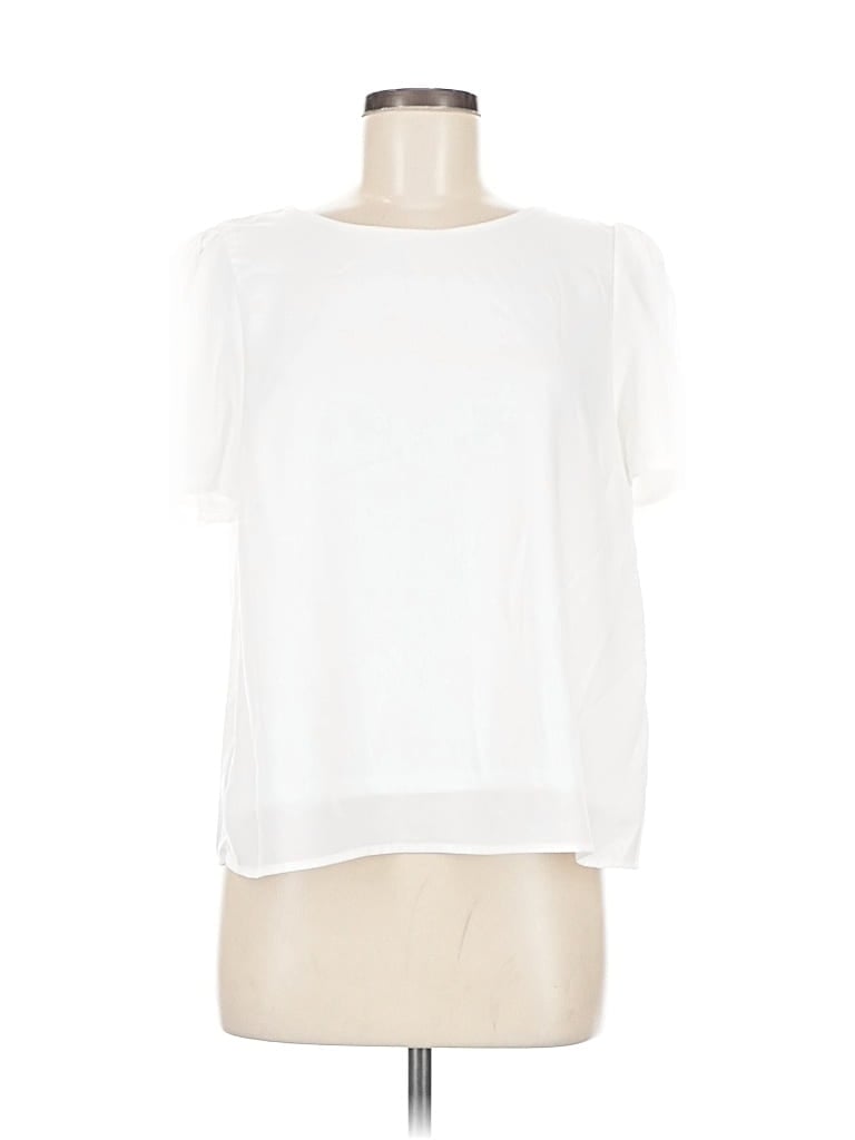 Pre-owned She + Sky Short Sleeve Blouse In White