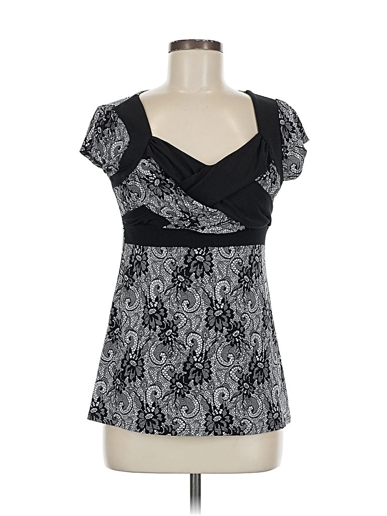 Pre-owned Maurices Short Sleeve Top Black Sweetheart Neckline Tops