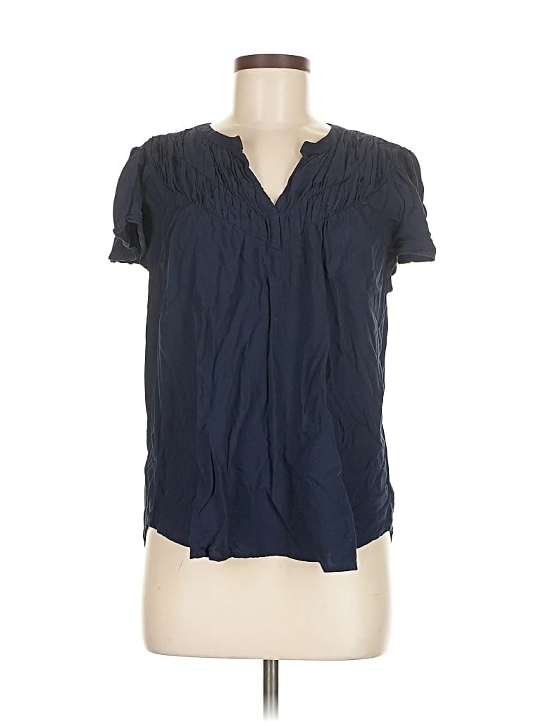 Pre-owned Ann Taylor Loft Short Sleeve Blouse In Blue