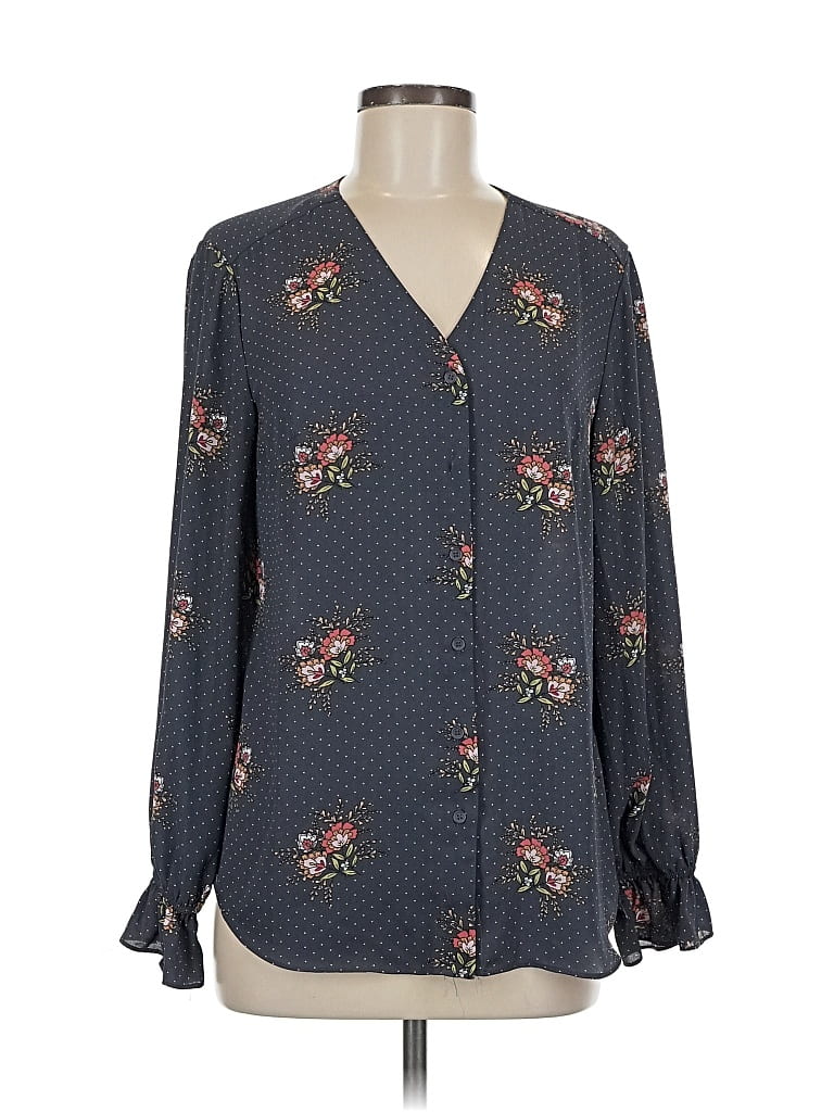 Pre-owned T Tahari Long Sleeve Blouse In Gray