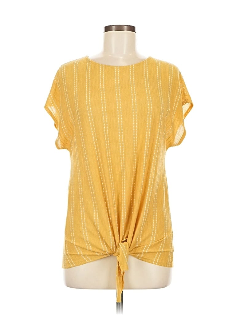 Pre-owned W5 Short Sleeve Top Yellow Keyhole Neckline Tops