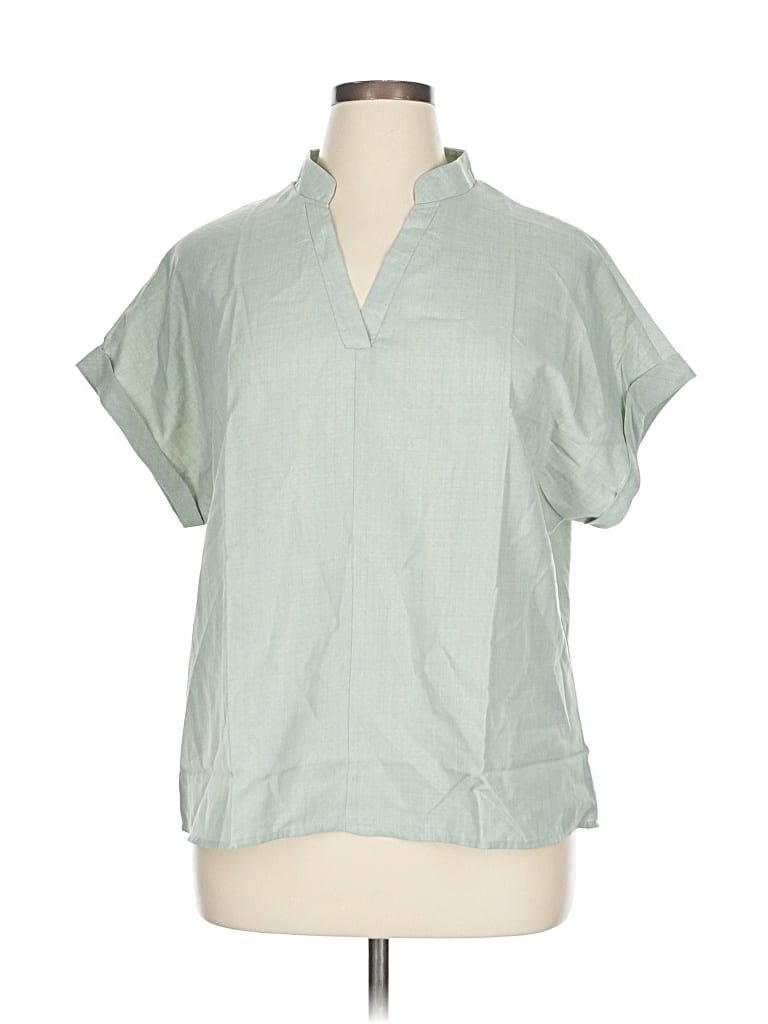 Pre-owned Shein Curve Short Sleeve Polo Shirt In Green