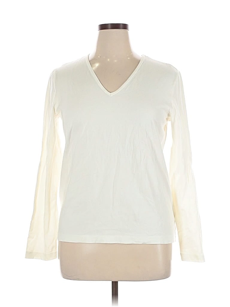 Pre-owned Jones New York Sport Long Sleeve T-shirt In White