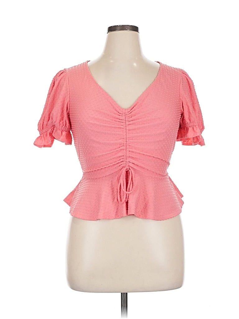 Click to view more detailed imagery on our partner's website Pre-owned Meraki Short Sleeve Top Pink Sweetheart Neckline Tops