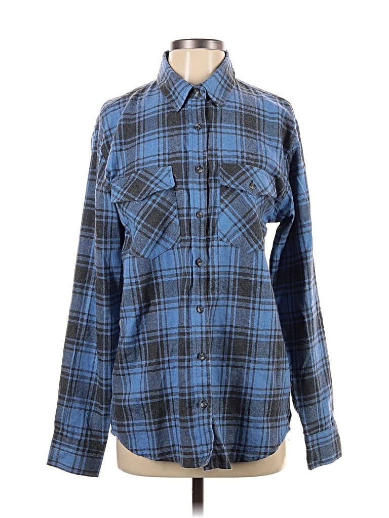 Pre-owned Rsq Long Sleeve Button Down Shirt In Blue