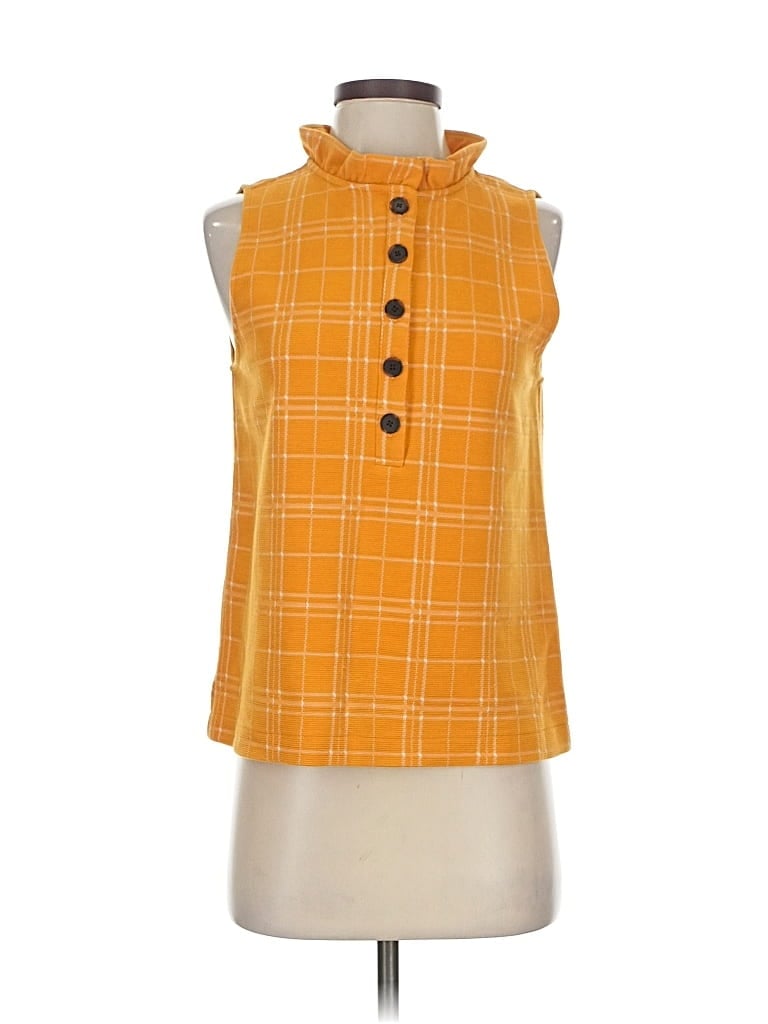 Pre-owned Ann Taylor Sleeveless Top Orange High Neck Tops