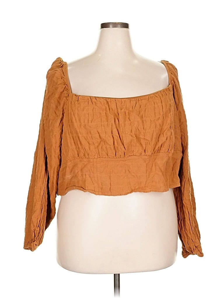 Pre-owned Wild Fable 3/4 Sleeve Blouse In Brown