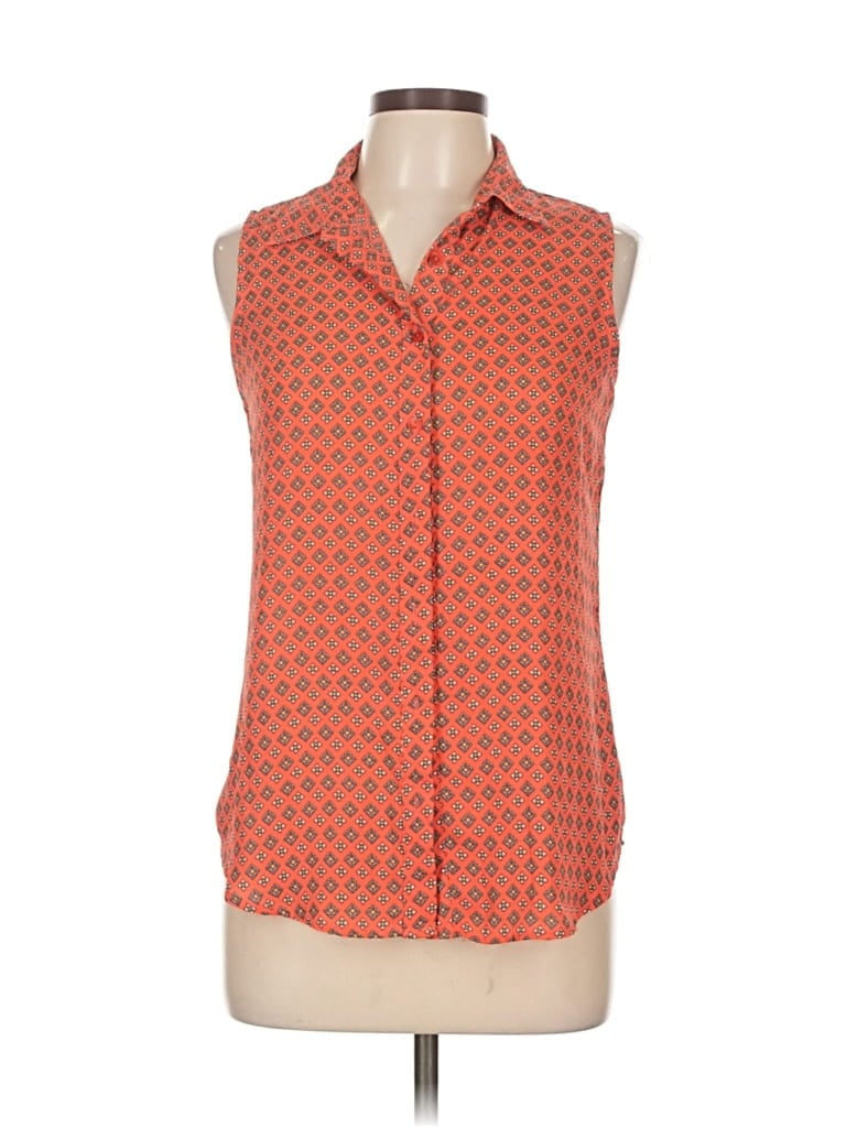 Pre-owned Unbranded Sleeveless Button Down Shirt In Orange