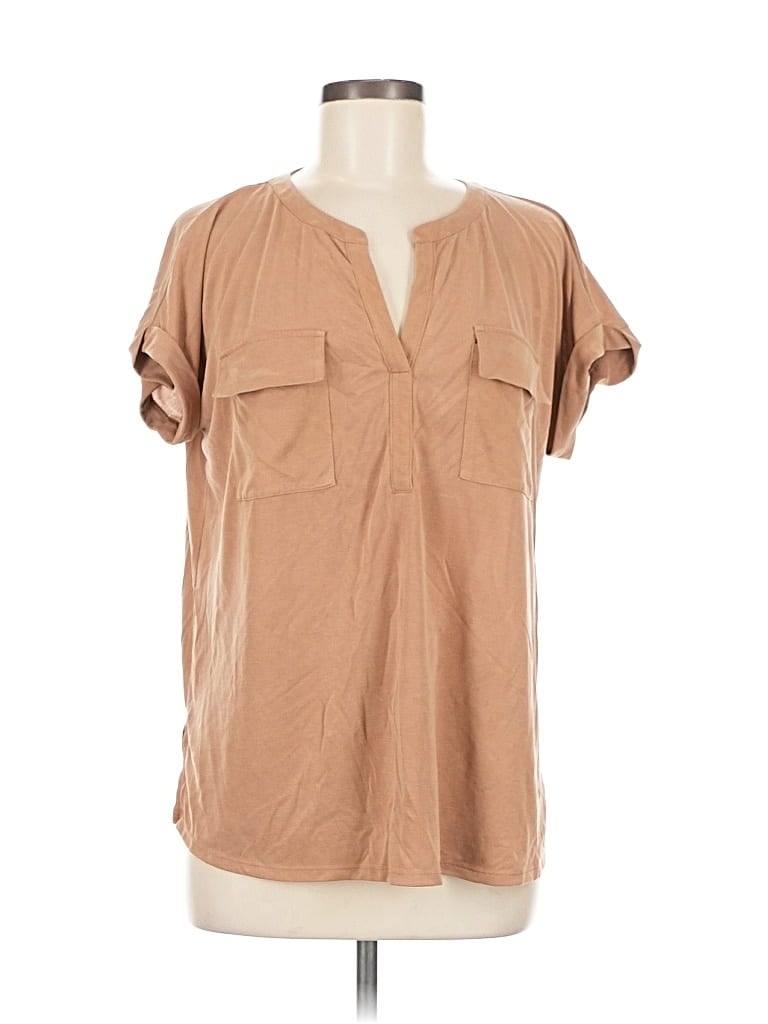 Click to view more detailed imagery on our partner's website Pre-owned Jjill Short Sleeve Blouse In Brown