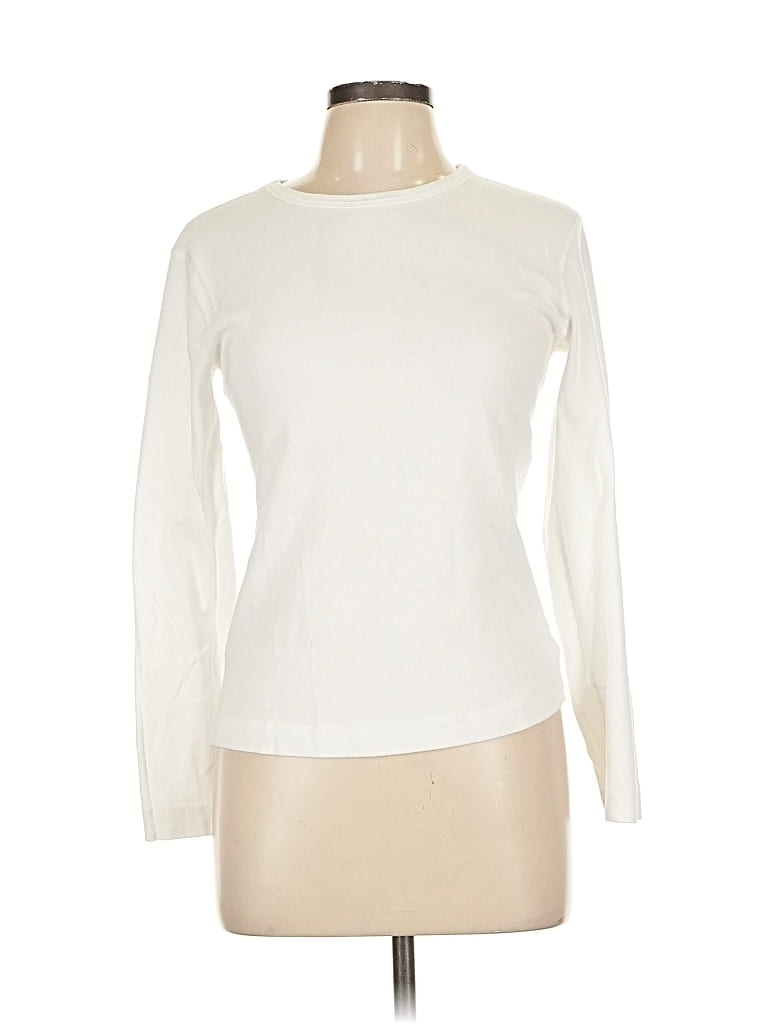 Pre-owned Three Dots Long Sleeve T-shirt In White