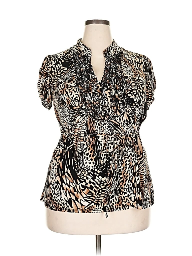 Pre-owned Heart Soul Short Sleeve Blouse In Brown