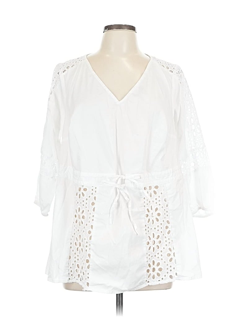 Click to view more detailed imagery on our partner's website Pre-owned Lane Bryant 3/4 Sleeve Blouse In White