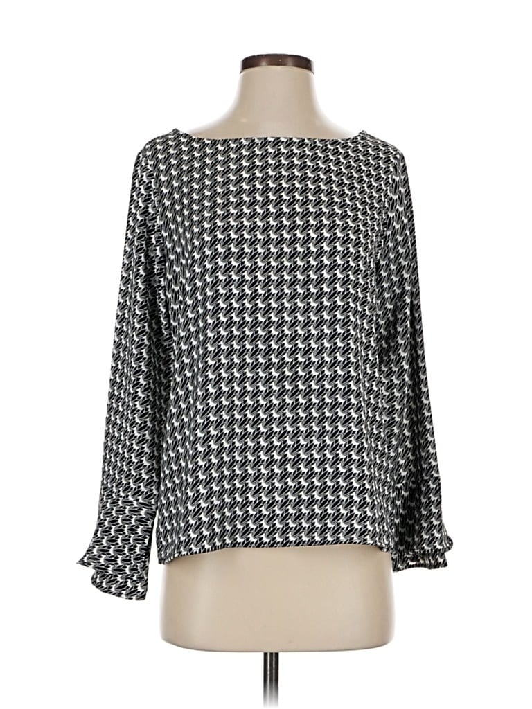 Pre-owned Ann Taylor Long Sleeve Blouse In Gray