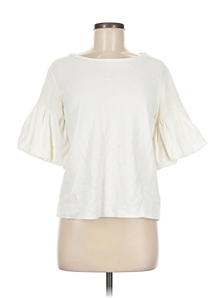 Pre-owned Express Short Sleeve Top Ivory Boatneck Tops In White