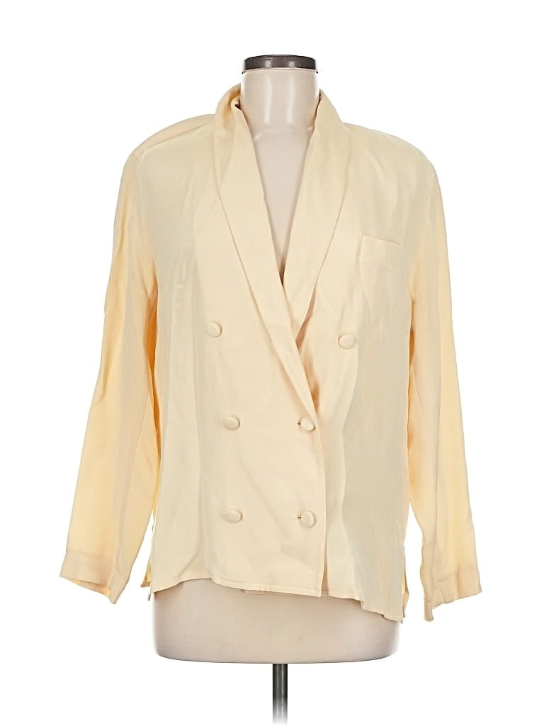 Pre-owned Anne Klein Ii Silk Blazer Jacket In White