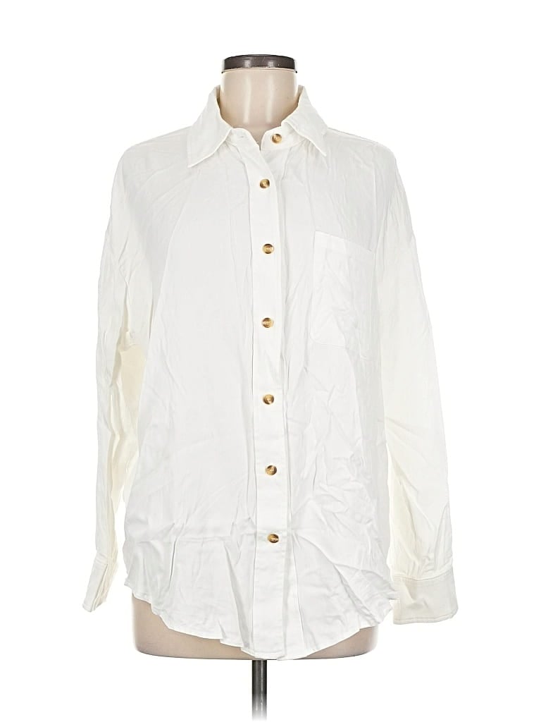 Pre-owned Altar'd State Long Sleeve Button Down Shirt In White