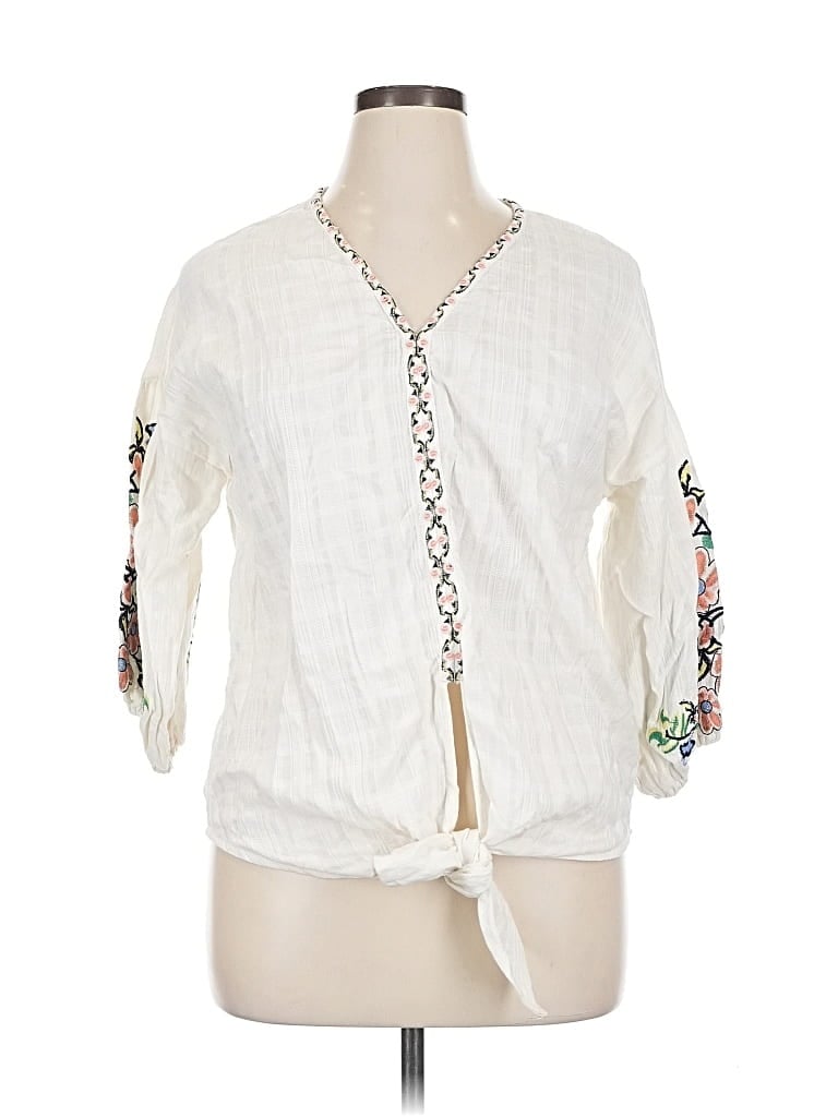 Pre-owned Max Studio 3/4 Sleeve Blouse In White