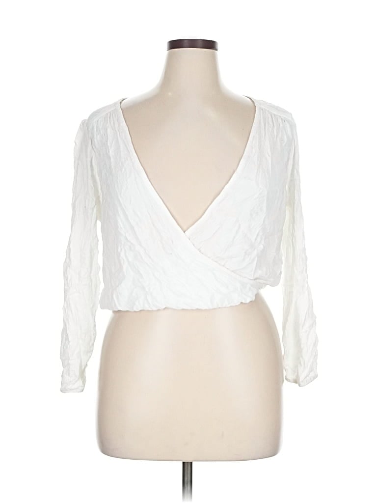 Pre-owned American Eagle Outfitters 3/4 Sleeve Blouse In White