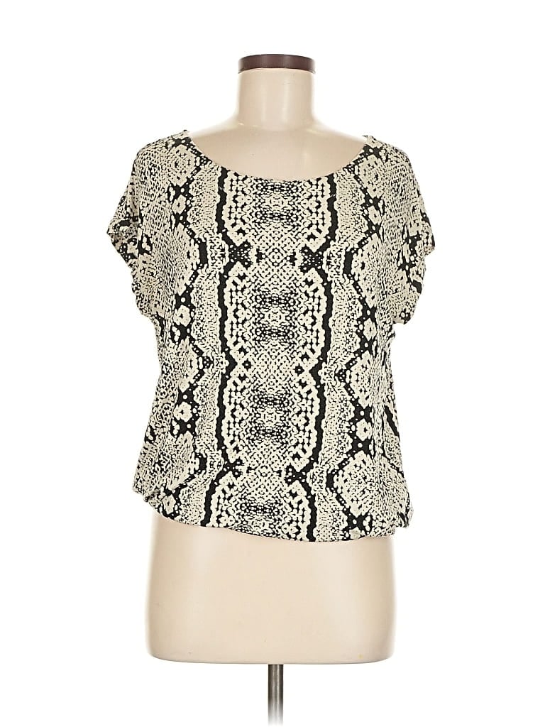 Pre-owned Ann Taylor Loft Short Sleeve Blouse In White