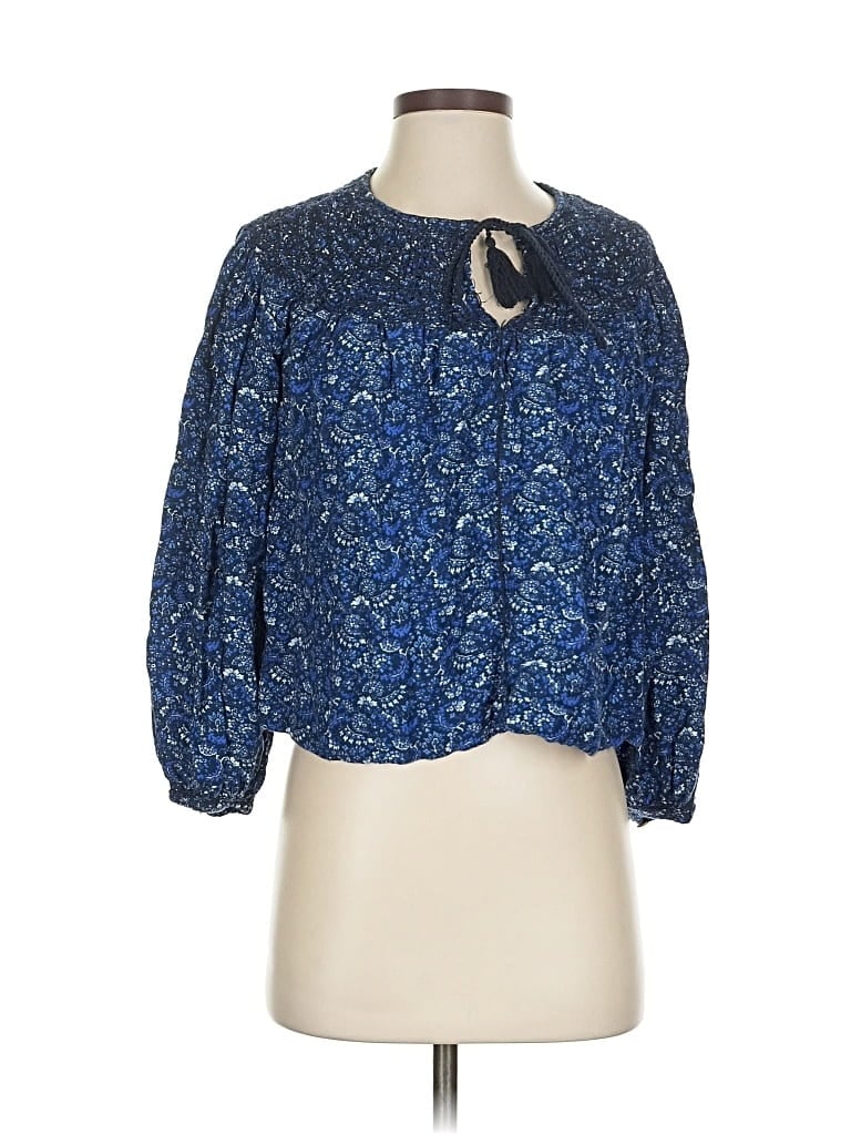 Pre-owned Lucky Brand 3/4 Sleeve Blouse In Blue