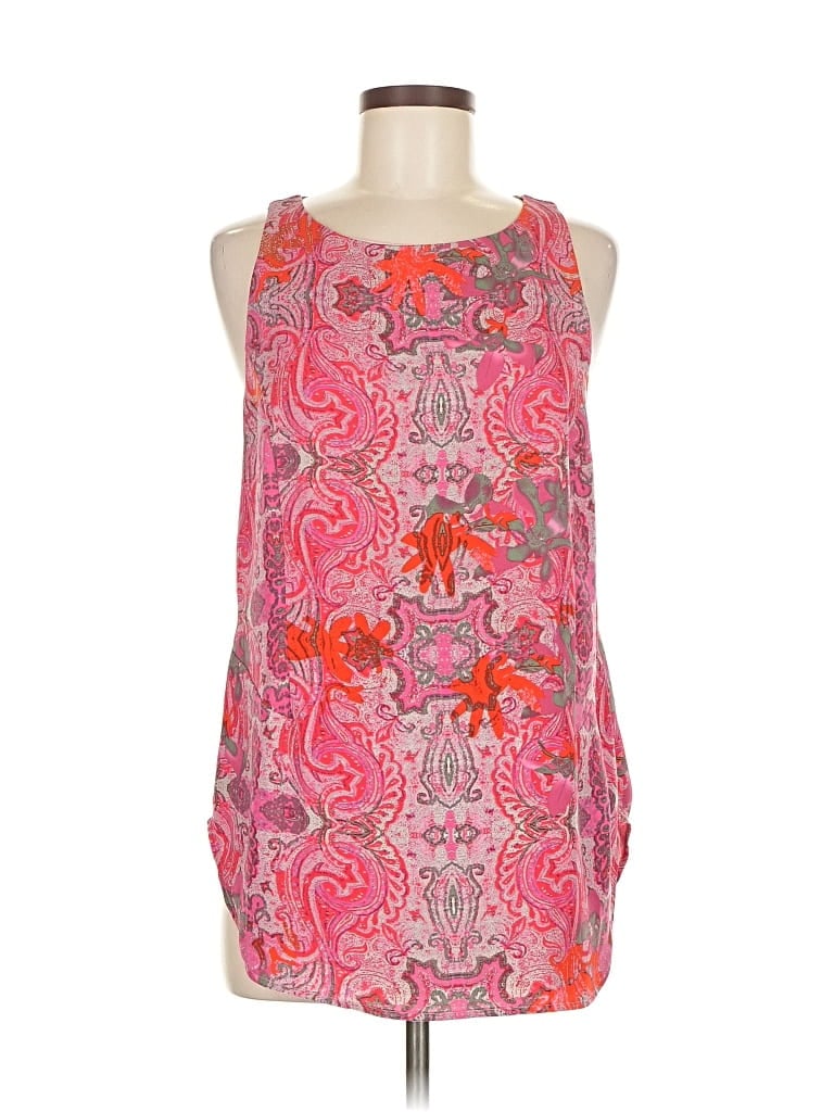 Pre-owned Cabi Sleeveless Top Pink Paisley Pattern Boatneck Tops
