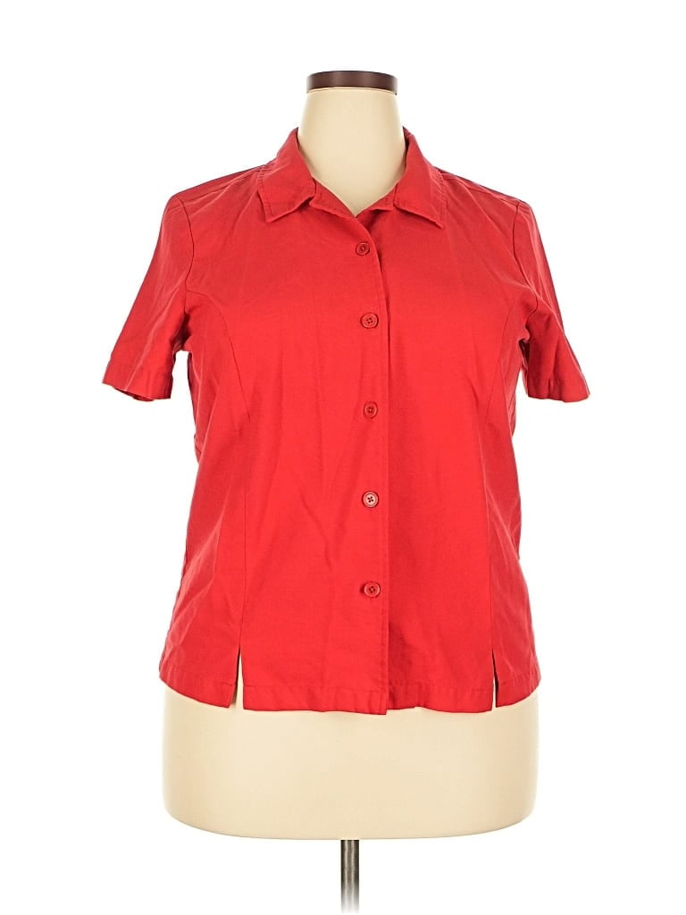 Pre-owned Blair Short Sleeve Blouse In Red