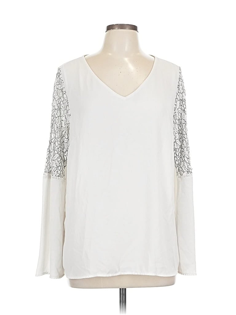 Pre-owned Apt. 9 Long Sleeve Blouse In Silver