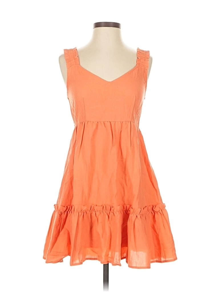 Click to view more detailed imagery on our partner's website Pre-owned Blu Pepper Sleeveless Top Orange Sweetheart Neckline Tops