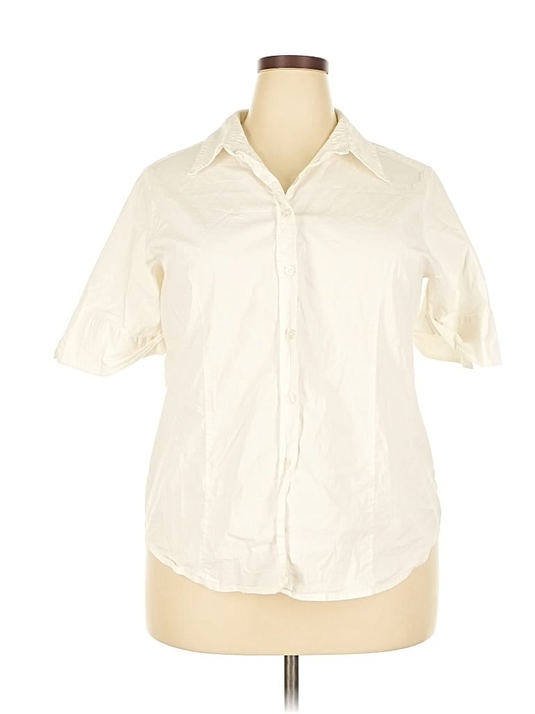 Pre-owned Venezia Jeans Clothing Co. Short Sleeve Blouse In White