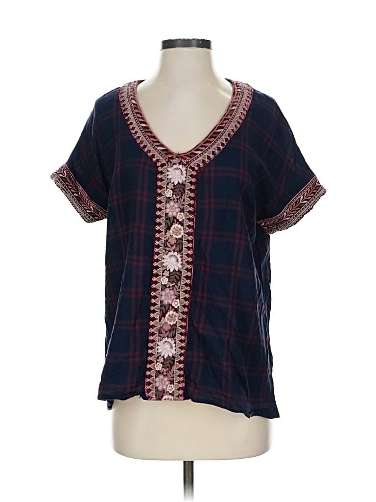 Click to view more detailed imagery on our partner's website Pre-owned Johnny Was Short Sleeve Blouse In Blue