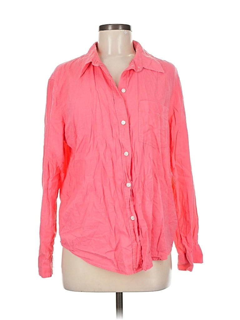 H&M Pre-owned Long Sleeve Button Down Shirt In Pink