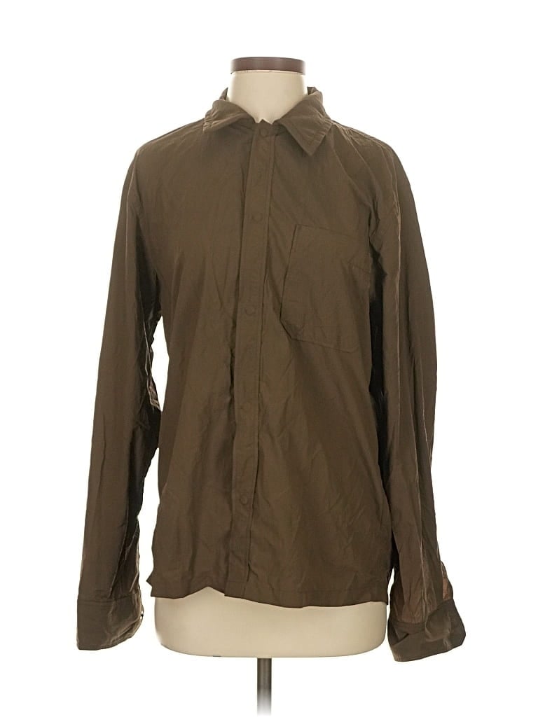Pre-owned Theory Long Sleeve Button Down Shirt In Brown
