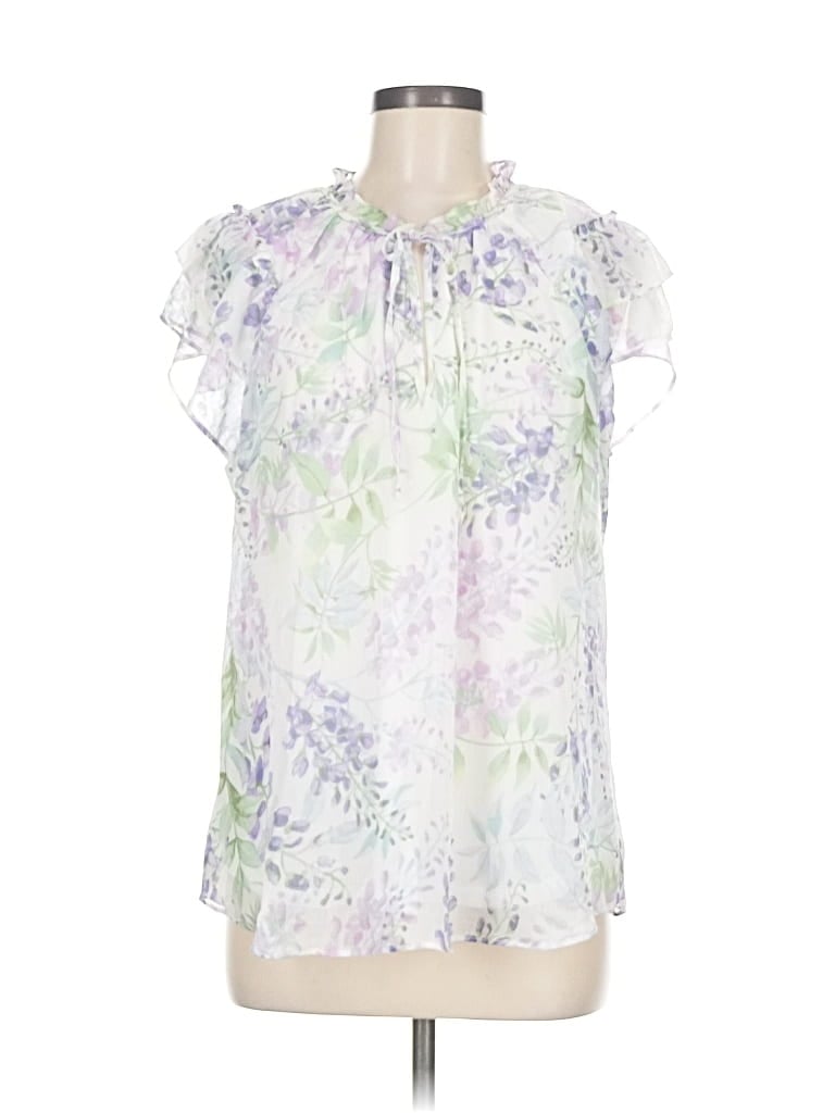 Pre-owned Haver + Blair Short Sleeve Blouse In Purple