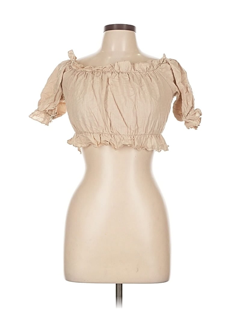 Pre-owned Unbranded Short Sleeve Blouse In Brown