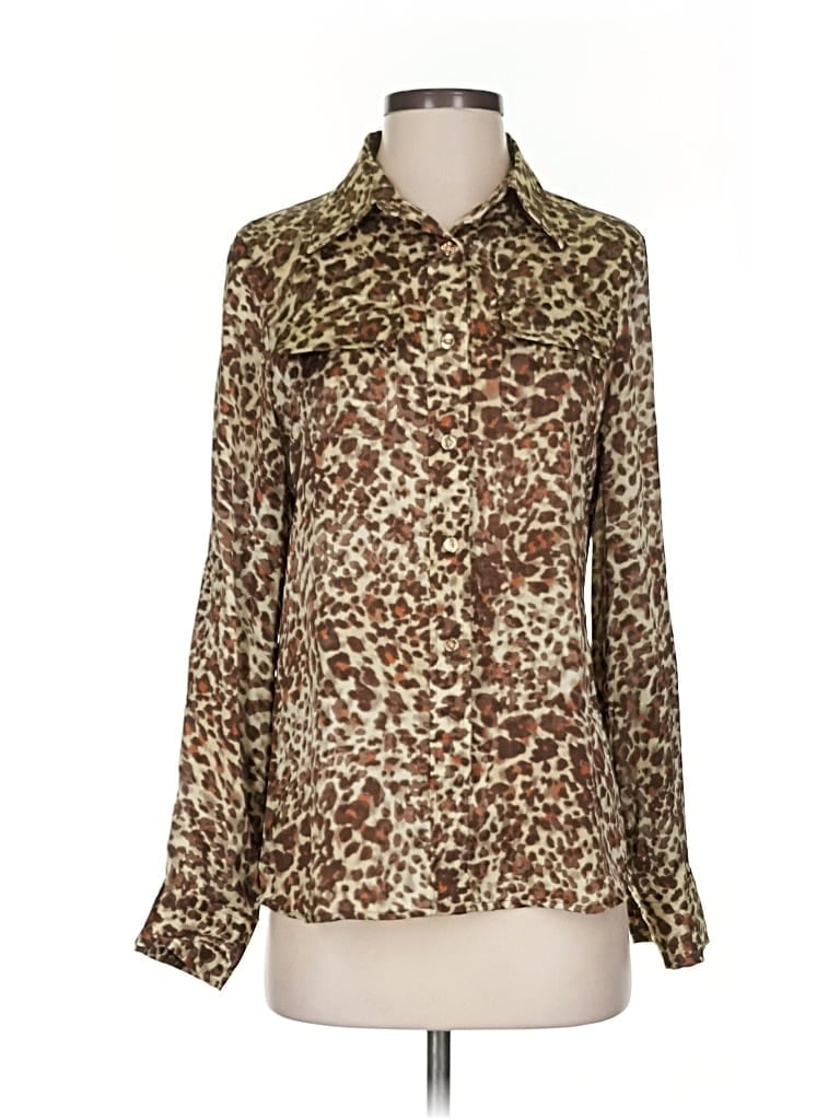 AK ANNE KLEIN Pre-owned Long Sleeve Blouse In Brown