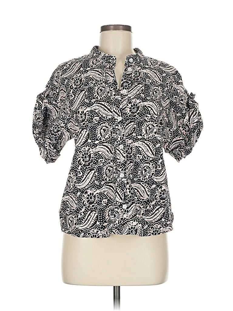 Pre-owned Veronica Beard Short Sleeve Blouse In Black
