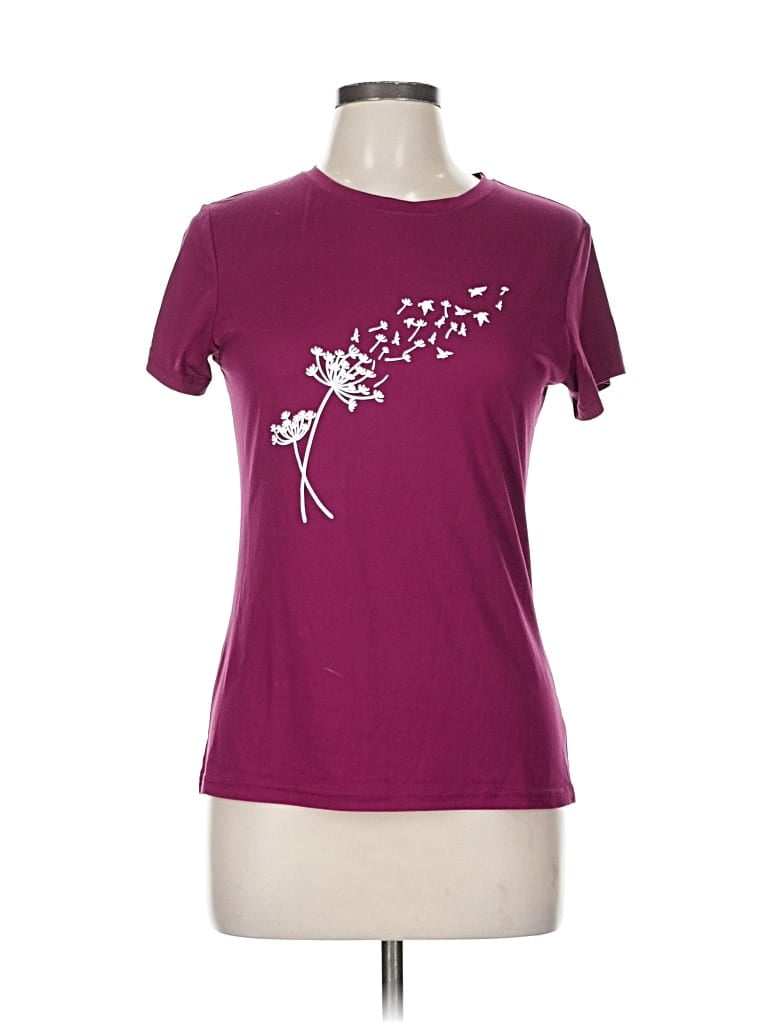 Pre-owned Shein Short Sleeve T-shirt In Burgundy