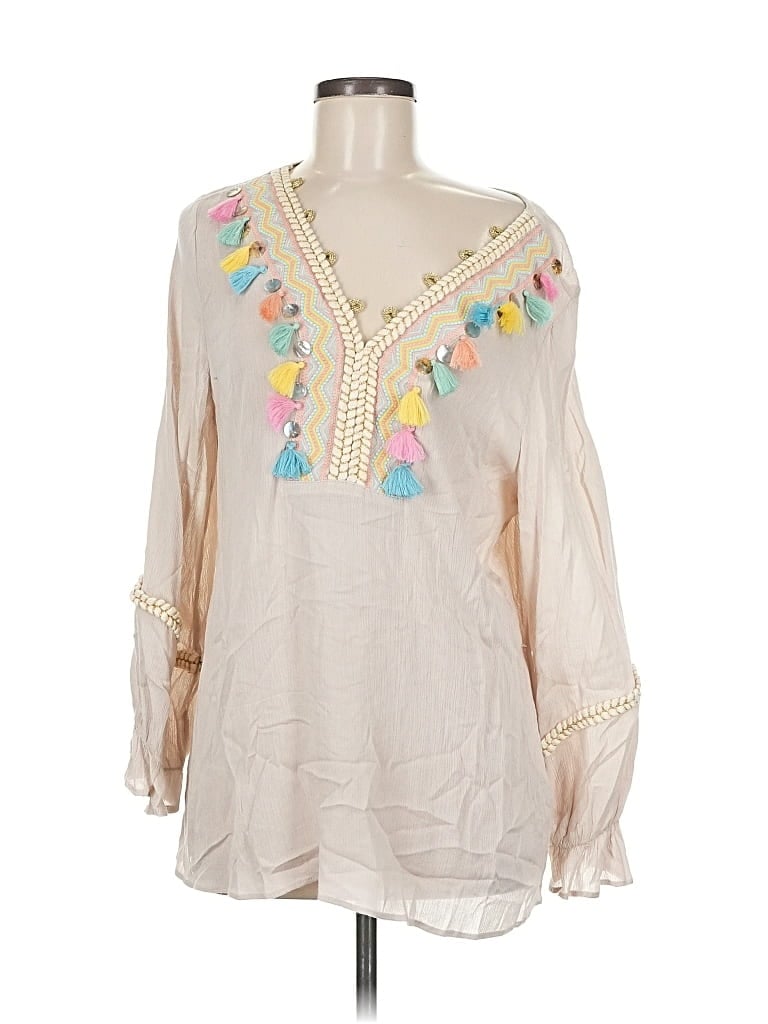 Pre-owned Soft Surroundings Long Sleeve Blouse In Brown